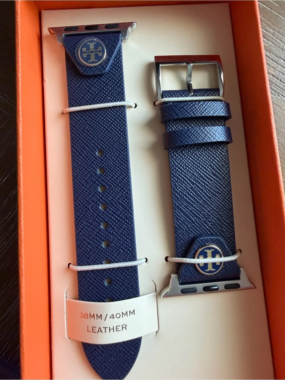 Tory Burch Navy Leather Apple Watch Band